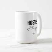 Modern Simple Black Script Personalized Hostess Kaffeetasse (VorderseiteRechts)