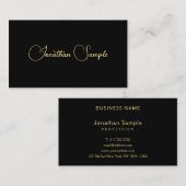 Modern Simple Black Template Gold Text Typografie Visitenkarte (Vorne/Hinten)