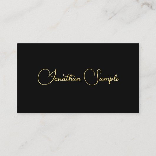 Modern Simple Black Template Gold Text Typografie Visitenkarte (Vorderseite)