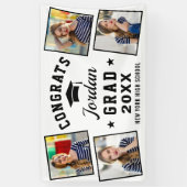 Modern Simple Black White Graduation Party 4 FOTO Banner (Vertikal)