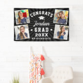 Modern Simple Black White Graduation Party 4 FOTO Banner (Insitu)