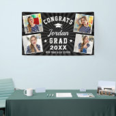 Modern Simple Black White Graduation Party 4 FOTO Banner (Messeveranstaltung)