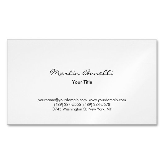 Modern Simple Black & White Professional Magnetische Visitenkarte (Vorderseite)