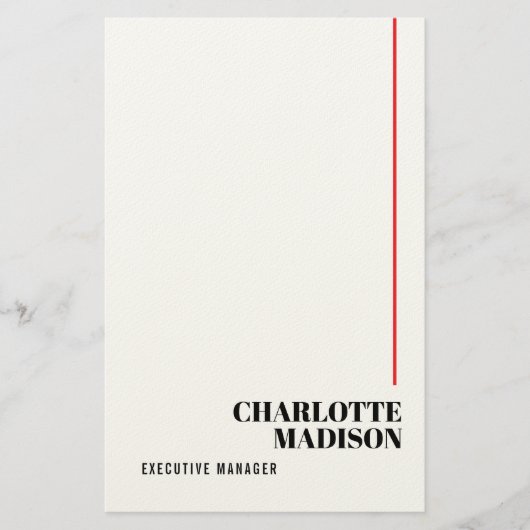 Modern Simple Black White Trendy Minimalist Plain Briefpapier (Vorderseite)