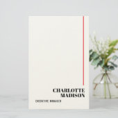 Modern Simple Black White Trendy Minimalist Plain Briefpapier (Stehend Vorderseite)