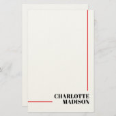 Modern Simple Black White Trendy Minimalist Plain Briefpapier (Vorne/Hinten)