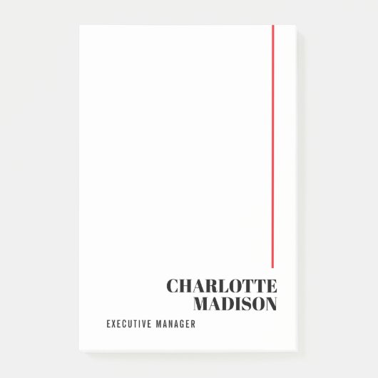 Modern Simple Black White Trendy Minimalist Plain  Post-it Klebezettel (Vorderseite)