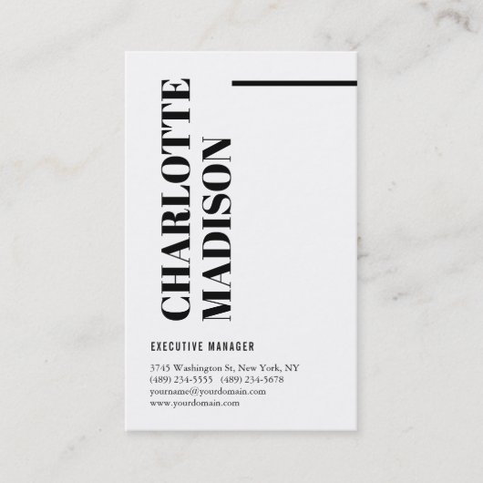 Modern Simple Black White Trendy Minimalist Plain  Visitenkarte (Vorderseite)