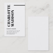 Modern Simple Black White Trendy Minimalist Plain  Visitenkarte (Vorne/Hinten)