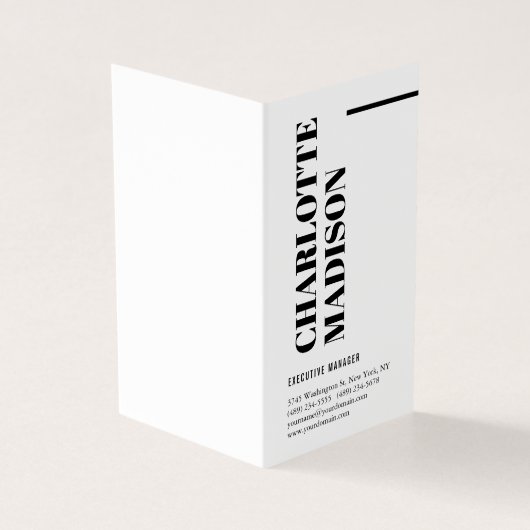 Modern Simple Black White Trendy Minimalist Plain  Visitenkarten (Vorderseite)