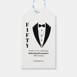 Modern Simple Black White Tuxedo 50th Birthday  Geschenkanhänger
