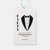 Modern Simple Black White Tuxedo 50th Birthday Geschenkanhänger (Rückseite)