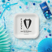 Modern Simple Black White Tuxedo 50th Birthday Pappteller (Party)