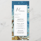 Modern Simple Blue Abstrakt Art Artistic Wedding Menükarte (Vorderseite)