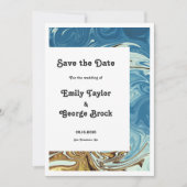 Modern Simple Blue Abstrakt Art Artistic Wedding Save The Date (Vorderseite)