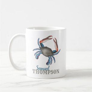 Modern Simple Blue Crab Nautic Elegante Kaffeetasse