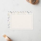 Modern Simple Blue Floral Flat Note Card Mitteilungskarte (Vorderseite/Rückseite Beispiel)
