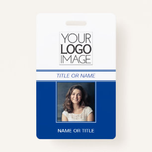 Modern Simple Blue Foto Beruflich Name Tag Ausweis