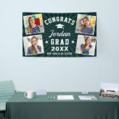 Modern Simple Blue Green Graduation Party 4 FOTO Banner (Messeveranstaltung)