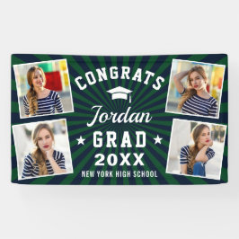 Modern Simple Blue Green Graduation Party 4 FOTO Banner