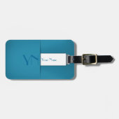 Modern Simple Blue Monogram Name Gepäckanhänger (Vorderseite horizontal)