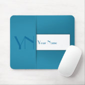 Modern Simple Blue Monogram Name Mousepad (Mit Mouse)