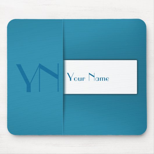 Modern Simple Blue Monogram Name Mousepad (Vorne)