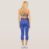 Modern Simple Blue Navy Two Tone Strip Name Capri Leggings (Rückseite)