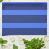 Modern Simple Blue Navy Two Tone Strip Name Geschirrtuch (Gefaltet)