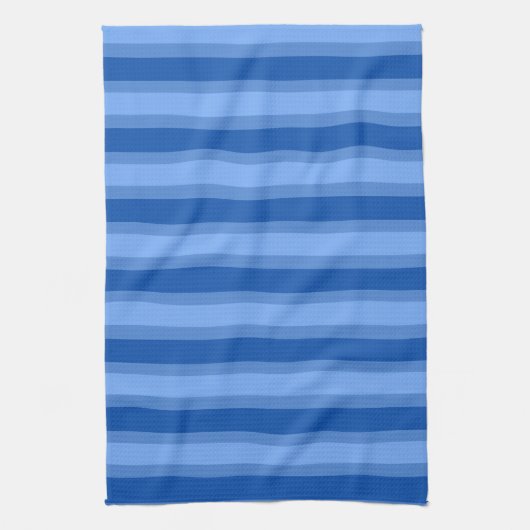 Modern Simple Blue Navy Two Tone Strip Name Geschirrtuch (Vertikal)