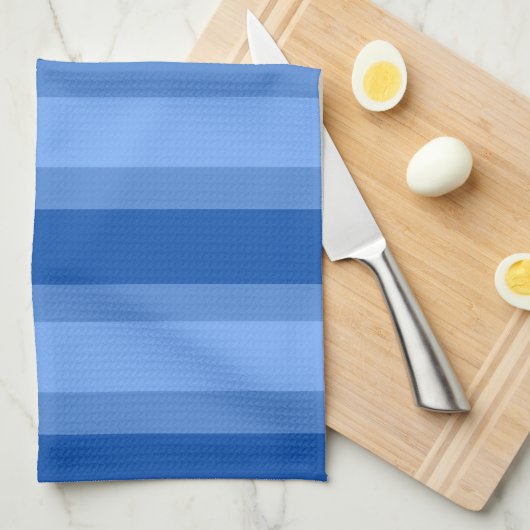 Modern Simple Blue Navy Two Tone Strip Name Geschirrtuch (Viertel Falte)