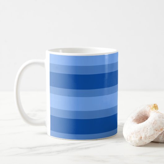 Modern Simple Blue Navy Two Tone Strip Name Kaffeetasse (Mit Donut)