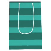 Modern Simple Blue Navy Two Tone Strip Name Mittlere Geschenktüte (Rückseite)