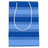 Modern Simple Blue Navy Two Tone Strip Name Mittlere Geschenktüte (Vorderseite)