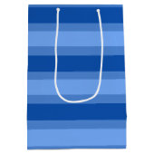 Modern Simple Blue Navy Two Tone Strip Name Mittlere Geschenktüte (Rückseite)