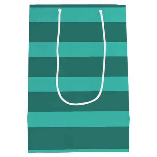 Modern Simple Blue Navy Two Tone Strip Name Mittlere Geschenktüte (Rückseite)