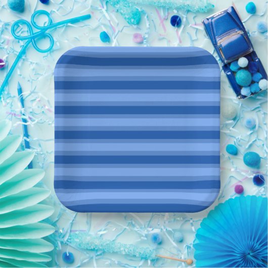 Modern Simple Blue Navy Two Tone Strip Name Pappteller (Party)