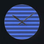 Modern Simple Blue Navy Two Tone Strip Name Runde Wanduhr<br><div class="desc">Modern Simple Blue Navy Two Tone Strip Name</div>