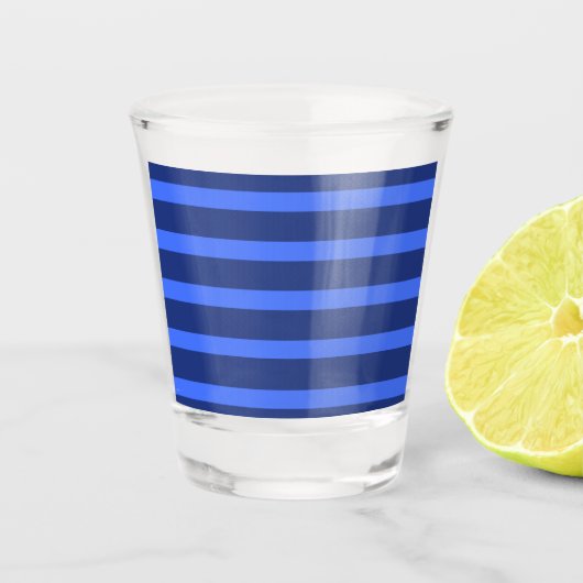 Modern Simple Blue Navy Two Tone Strip Name Schnapsglas (Vorderseite)