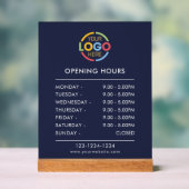 Modern Simple Blue | Öffnungszeiten von Firmenlogo Acrylschild (Neutral)