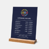 Modern Simple Blue | Öffnungszeiten von Firmenlogo Acrylschild (Winkel)
