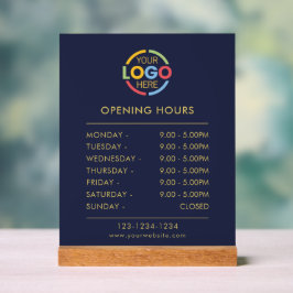 Modern Simple Blue | Öffnungszeiten von Firmenlogo Acrylschild