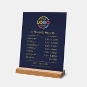 Modern Simple Blue | Öffnungszeiten von Firmenlogo Acrylschild (Winkel)