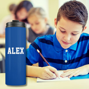 Modern Simple Blue Personalisiert Kindergarten Thermosbecher