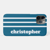 Modern Simple Blue Pool Monogram Name Case-Mate iPhone Hülle (Rückseite (Horizontal))