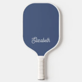Modern Simple Blue Script Individuelle Name Pickleball Schläger (Vorderseite)
