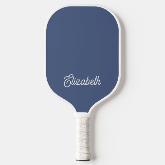 Modern Simple Blue Script Individuelle Name Pickleball Schläger (Vorderseite)