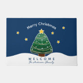 Modern Simple Blue Starry Night Weihnachtsbaum Fußmatte (Vorderseite)