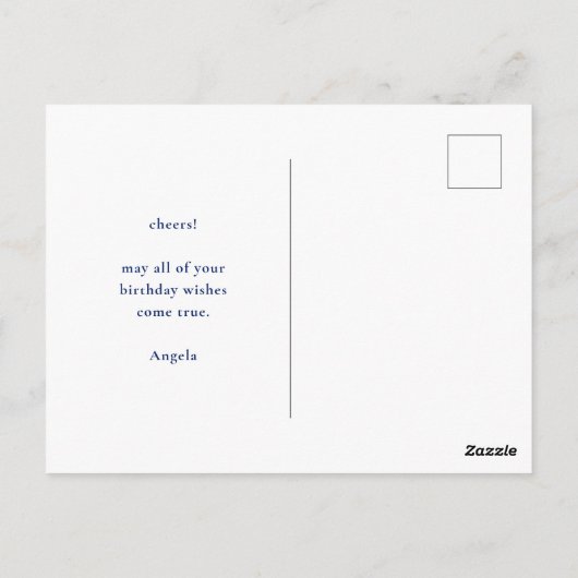 Modern Simple Blue Watercolor Happy Birthday Postkarte (Rückseite)