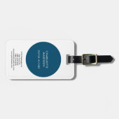 Modern Simple Blue White Minimalistisch Schlicht Gepäckanhänger (Vorderseite horizontal)